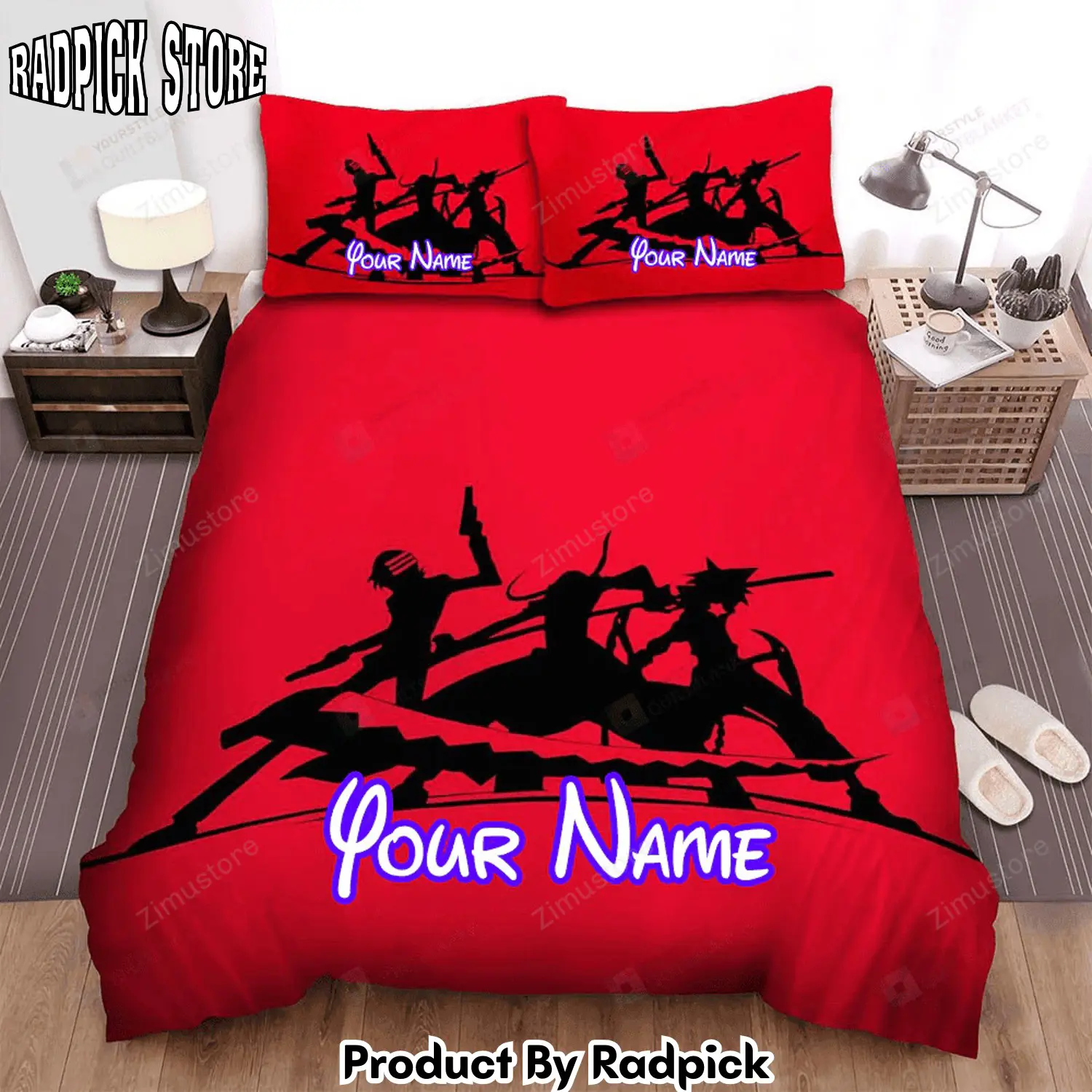 Radpick soul eater characters silhouette minimal bed sheets spread comforter duvet cover personalized name bedding sets rp3272164